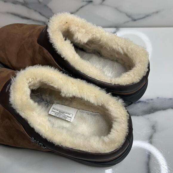 Merrell Women's Brown Leather Faux Fur Encore Slide Sure Grip Nubuck Shoes Sz 7 - Picture 5 of 8